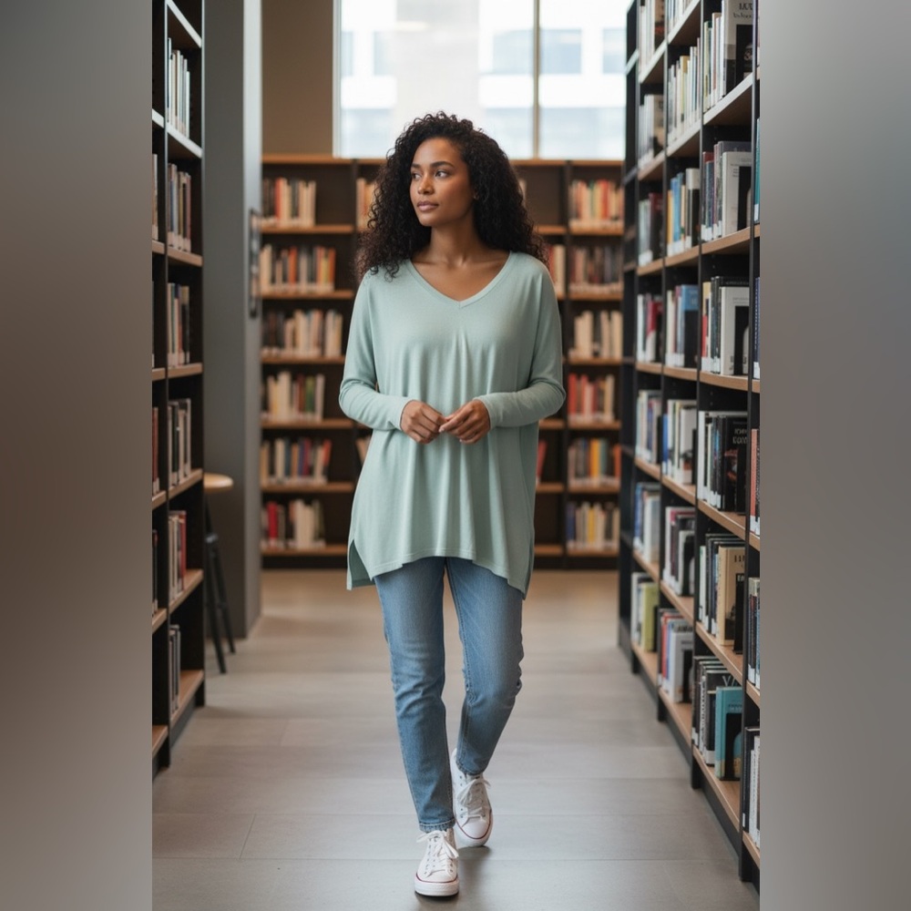 Zenana Mint Green V-Neck Sweater